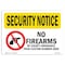 Signmission OSHA Security Sign, 10" Height, 14" Width, Rigid Plastic, No Firearms By County Custom, Landscape OS-SN-P-1014-L-11606 - alternate 1